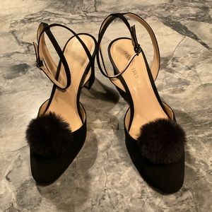 Ivanka Trump Black Heels with Pom Pom Detail